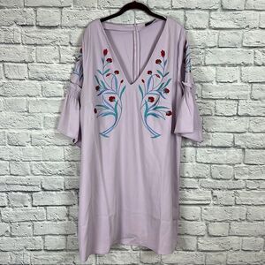 Lovedrobe Shift Dress With Embroidery And Fluted Sleeve Detail Size 22
